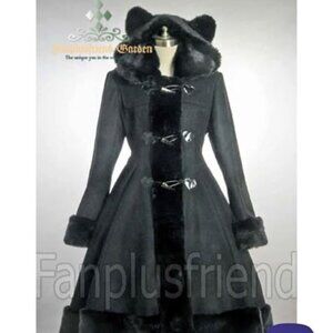 Cutie Gothic, Sweet Lolita: Bear Ears Hood Wool Coat with faux fur fanplusfriend